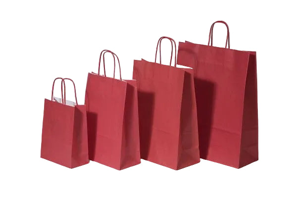 Paper Carrier Bags Red 26+12x35cm Kraft 90 grams