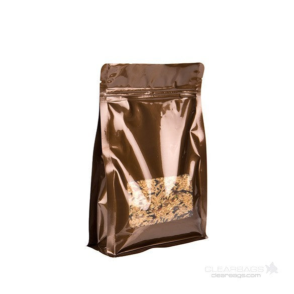 Stand Up Pouches Bronze with Window 12.7x4.4x16.5cm