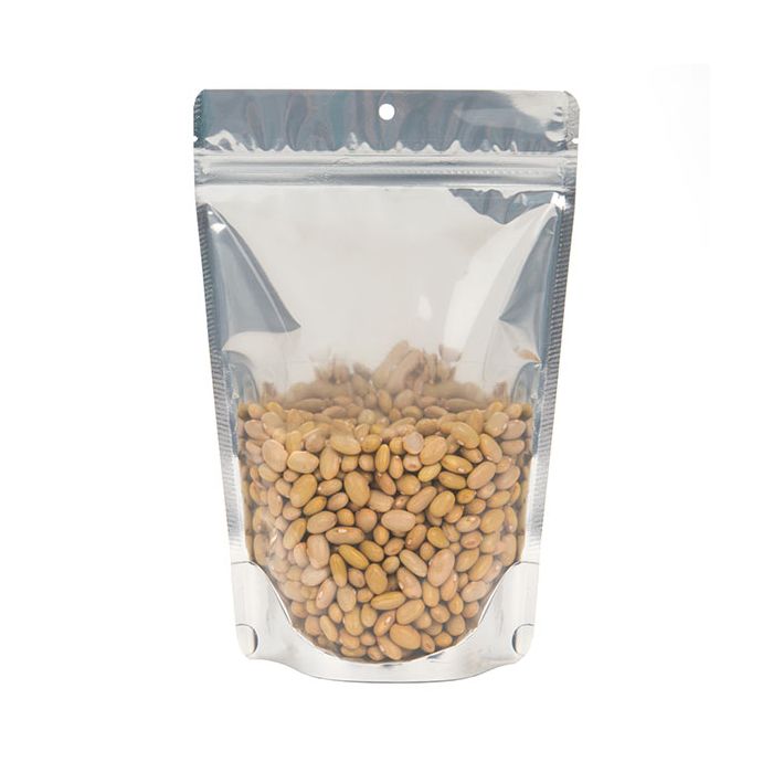 White Backed Stand Up Zipper Pouch 15 x 9 x 23 cm with Hang Hole