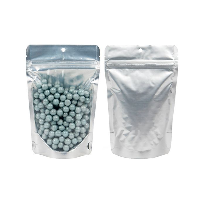 Stand Up Pouches Silver 11,9x7,6x18,4cm With Hanghole