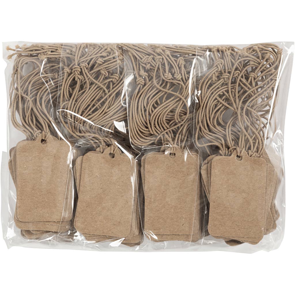 Geschenkanhänger Hellbraun mit Schnur 2.5x4cm (100 Stück) [HOB01273]