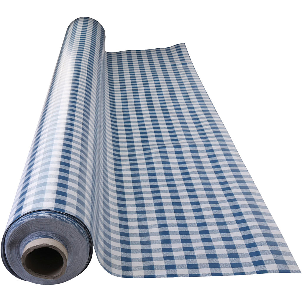 Toile cirée, à carreaux, L : 140 cm, bleu, blanc, 20 m/ 1 rouleau [HOB-805590]