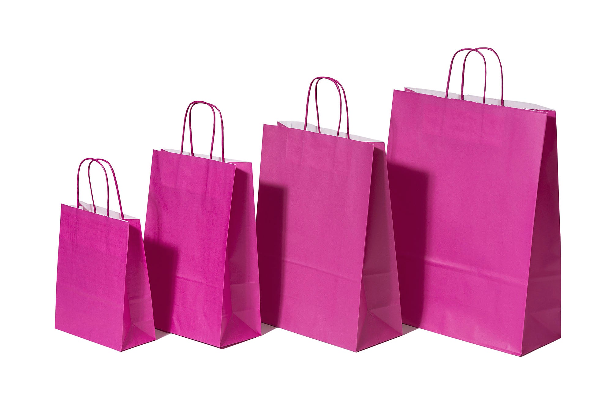 Paper Carrier Bags Pink 18+8x22cm Kraft 90 grams