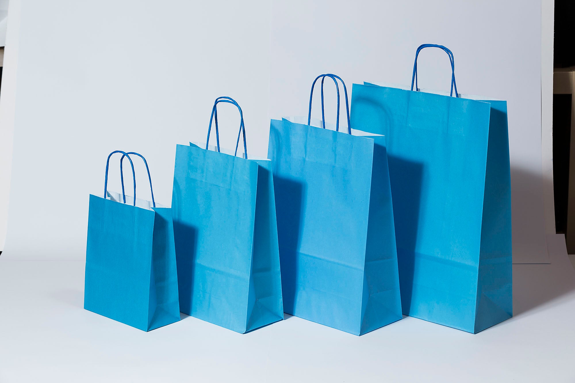 Paper Carrier Bags Blue 32+12x41cm Kraft 100 grams