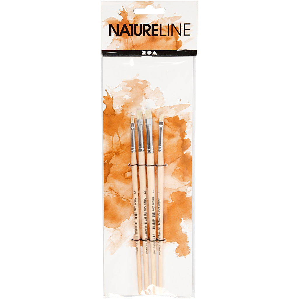 Nature Line Brushes, no. 00-1-2-4, short handles, 4 pc/ 1 pack [HOB100264]