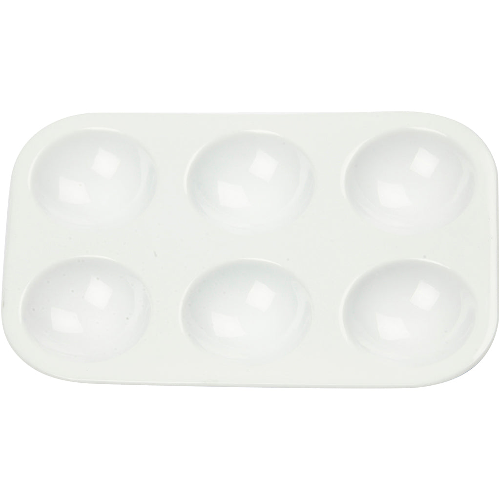 Palette , Rectangular palette with 6 wells, size 13x8,5 cm, white