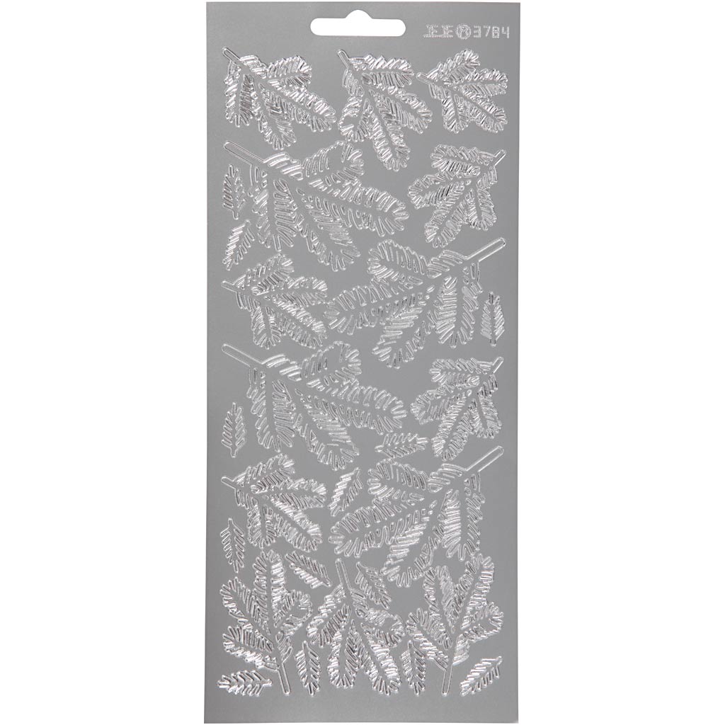 Stickers, twigs, sheet 10x23 cm, silver, 1 sheet