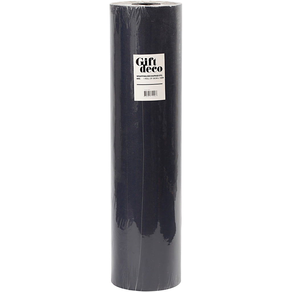 Papier cadeau, L : 50 cm, 60 gr, noir, 100 m/ 1 rouleau [HOB-19941]