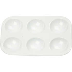 Tavolozza, Tavolozza rettangolare con 6 contenitori, misura 13x8,5 cm, bianco, 1 pz [HOB-100288]