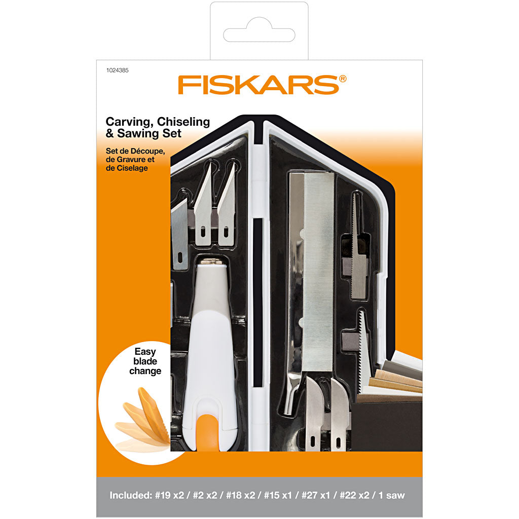 Fiskars Messer-, Meißel- und Säge-Set, L 15 cm, B 3 cm, 1 Set [HOB-1024385]