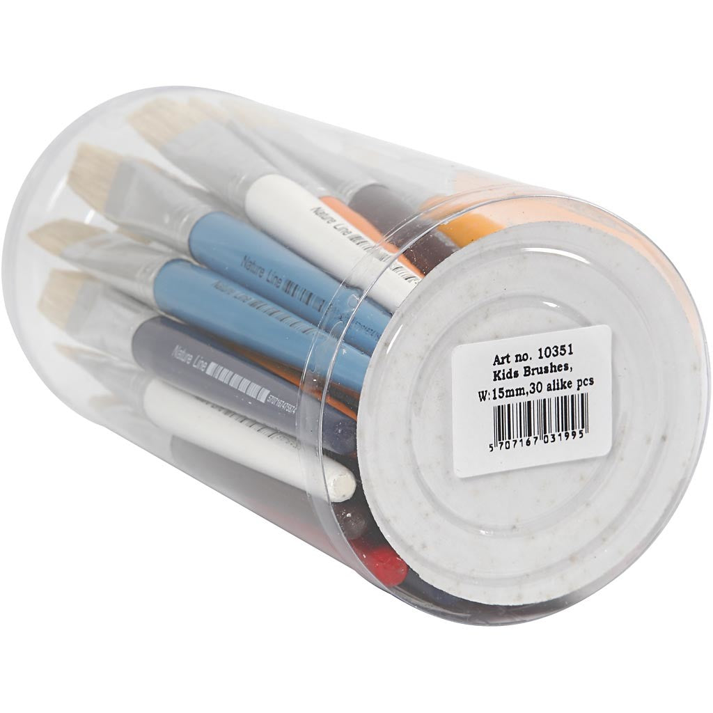 Pennelli bambini, L: 19 cm, L: 15 mm, piatto, 30 pz/ 1 conf. [HOB-10351]