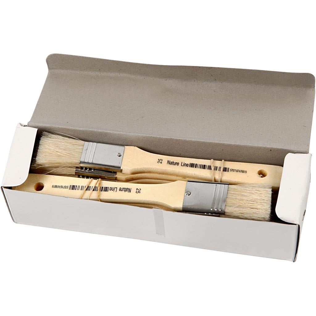 Pinceaux pour vernis, L : 18,5 cm, L : 25 mm, Plat, 12 pièces/ 1 Pq. [HOB-10425]