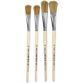 Pinceaux pour vernis, dim. 10+16, L : 13-18 mm, L : 13-17 cm, Plat, 4 pièces/ 1 Pq. [HOB-10483]