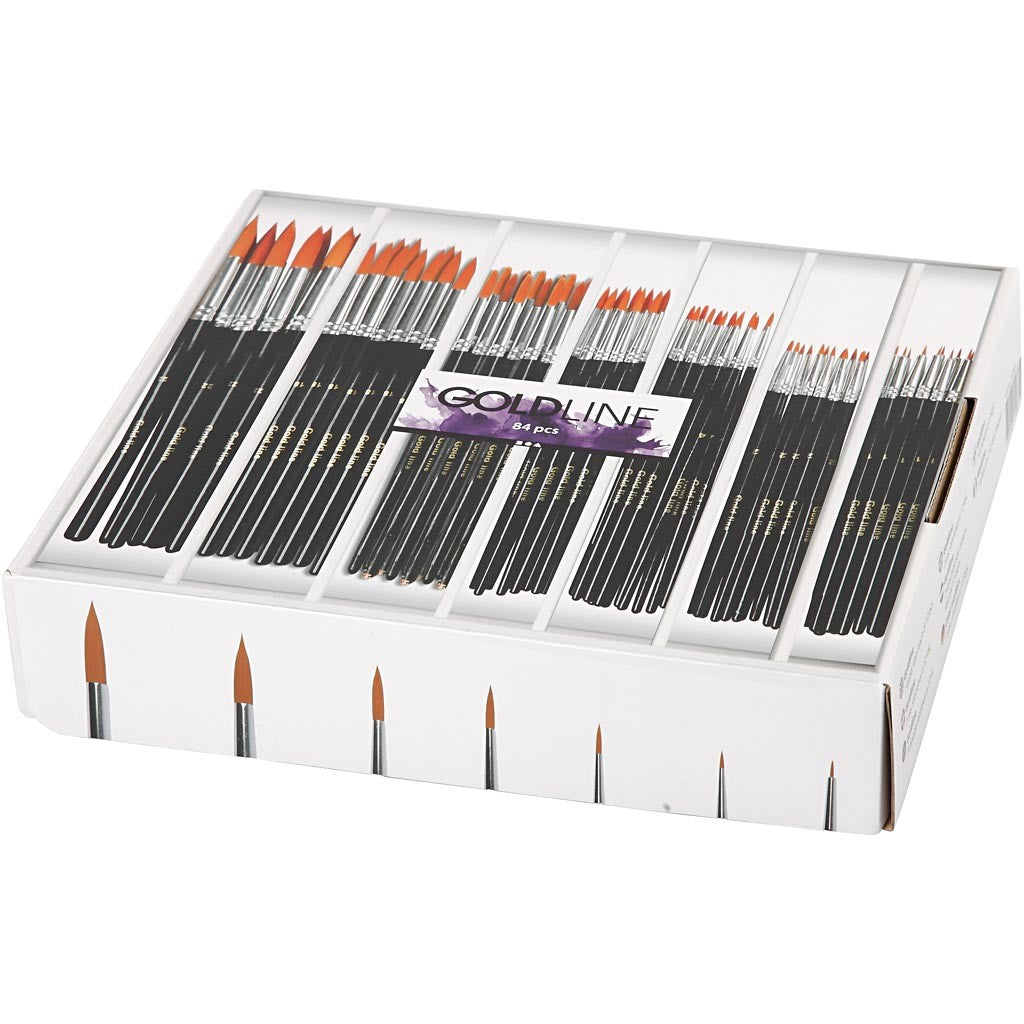 Pennelli Gold Line, dim. 1+2+4+8+12+18+22, L: 17-21 cm, L: 1-7 mm, rotondo, 7x12 pz/ 1 conf. [HOB-10748]