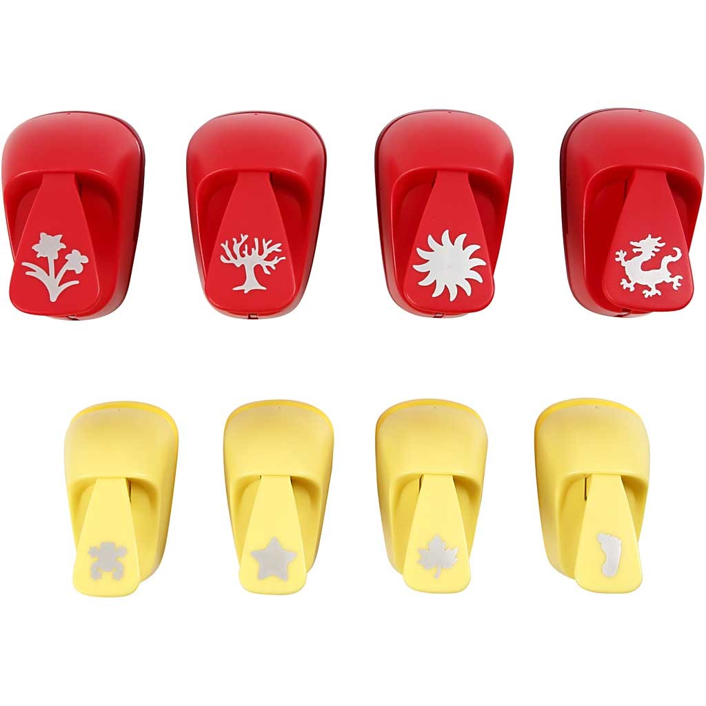 Perforatrices fantaisies, motifs pour toutes l'année, dim. 15+23 mm, 2x4 pièces/ 1 Pq. [HOB-11269]