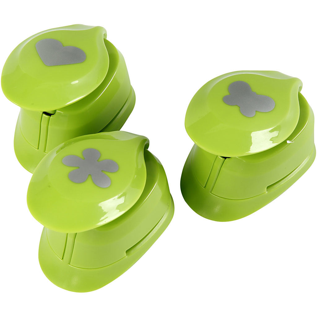 Set de perforatrices, fleur, papillon, coeur, dim. 25 mm, 3 pièces/ 1 Pq. [HOB-11302]