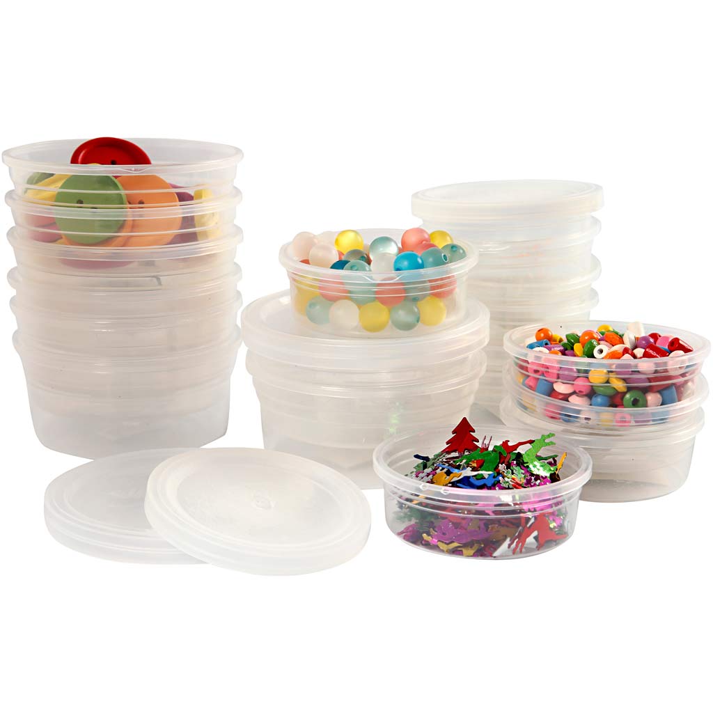 Barattoli in plastica con tappo, H: 24 mm, diam 68 mm, 45 ml, 20 pz/ 1 conf. [HOB-13171]