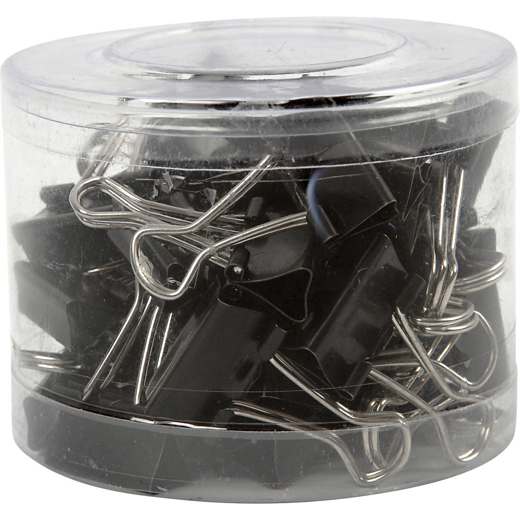 Foldback Klammer, B 19 mm, Schwarz, 40 Stk/ 1 Pck [HOB-14208]