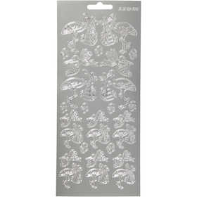 Sticker, Wiege mit Baby, Blatt 10x23 cm, Silber, 1 Bl. [HOB-170014]