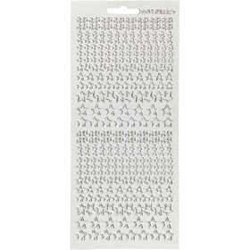 Sticker, Sterne, Blatt 10x23 cm, Silber, 1 Bl. [HOB-170113]