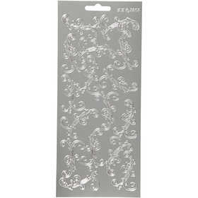 Autocollants, tourbillon, feuille 10x23 cm, argent, 1 flles [HOB-170122]