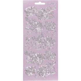 Stickers, rose, foglio 10x23 cm, argento, 1 fgl. [HOB-170163]