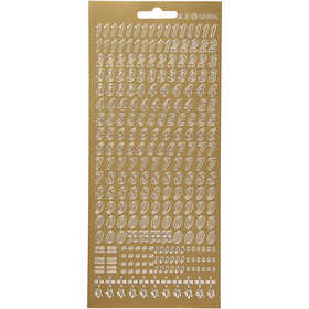 Stickers, numeri, foglio 10x23 cm, oro, 1 fgl. [HOB-170212]