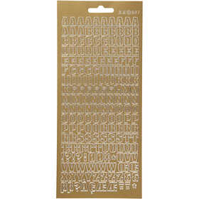 Stickers, alfabeto, foglio 10x23 cm, oro, 1 fgl. [HOB-170214]