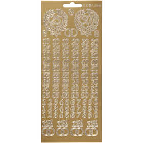 Stickers, numeri anniversario, foglio 10x23 cm, oro, 1 fgl. [HOB-170216]