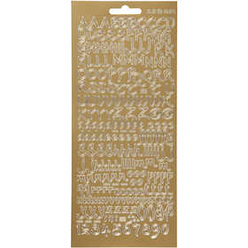 Sticker, Buchstaben, Blatt 10x23 cm, Gold, 1 Bl. [HOB-170226]