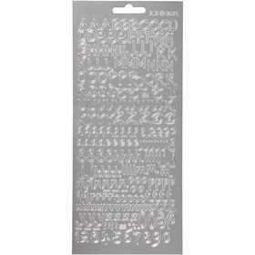 Sticker, Buchstaben, Blatt 10x23 cm, Silber, 1 Bl. [HOB-170227]