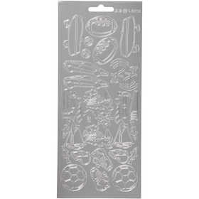 Stickers, sport, foglio 10x23 cm, argento, 1 fgl. [HOB-170233]