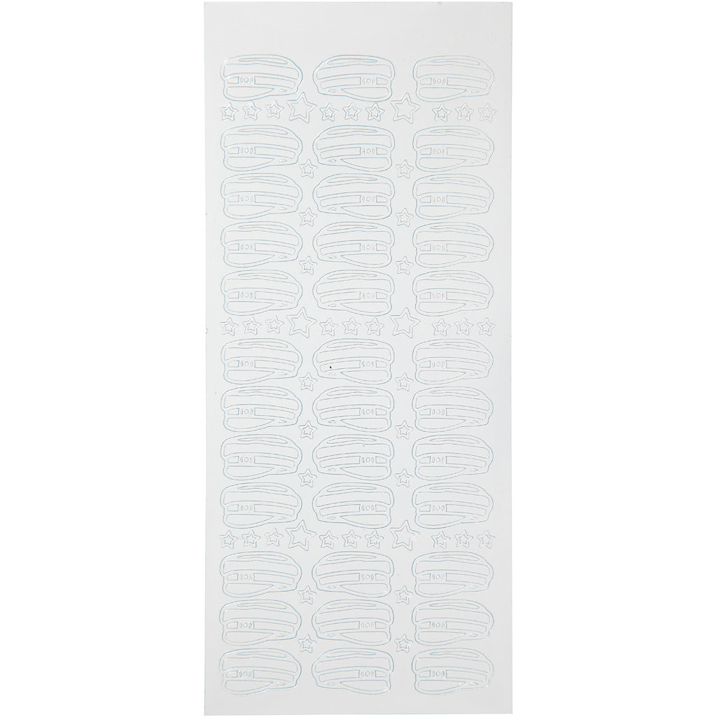 Autocollants, béret étudiant, feuille 10x23 cm, blanc, 1 flles [HOB-170287]
