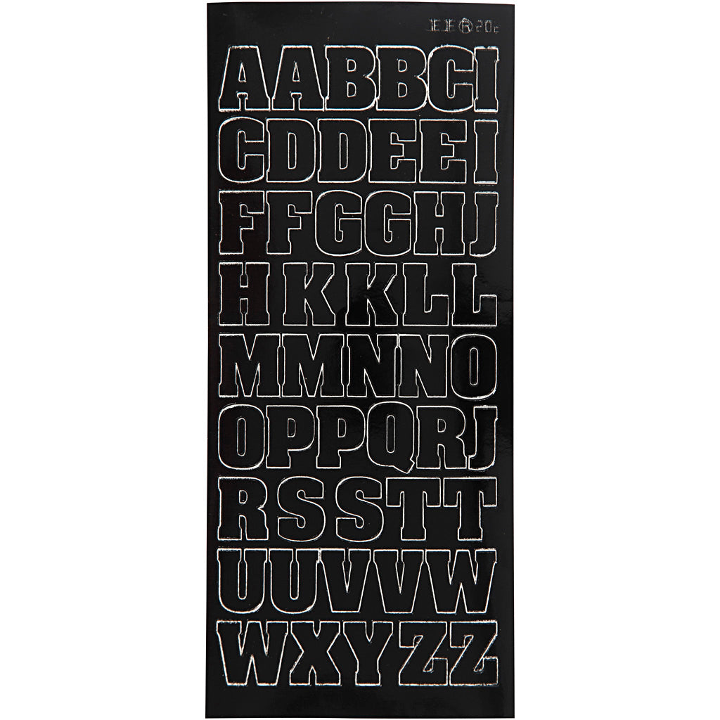 Stickers, lettere grande maiuscole, foglio 10x23 cm, nero, 1 fgl. [HOB-170288]