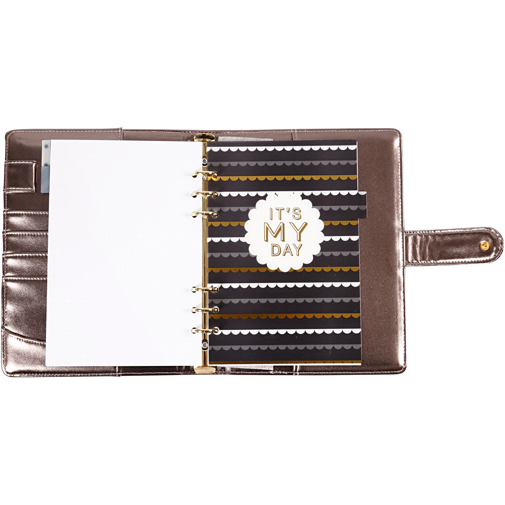 Agenda, grigio scuro metallico, misura 19x23,5x4 cm, cartelletta ad anelli, 1 pz [HOB-192649]