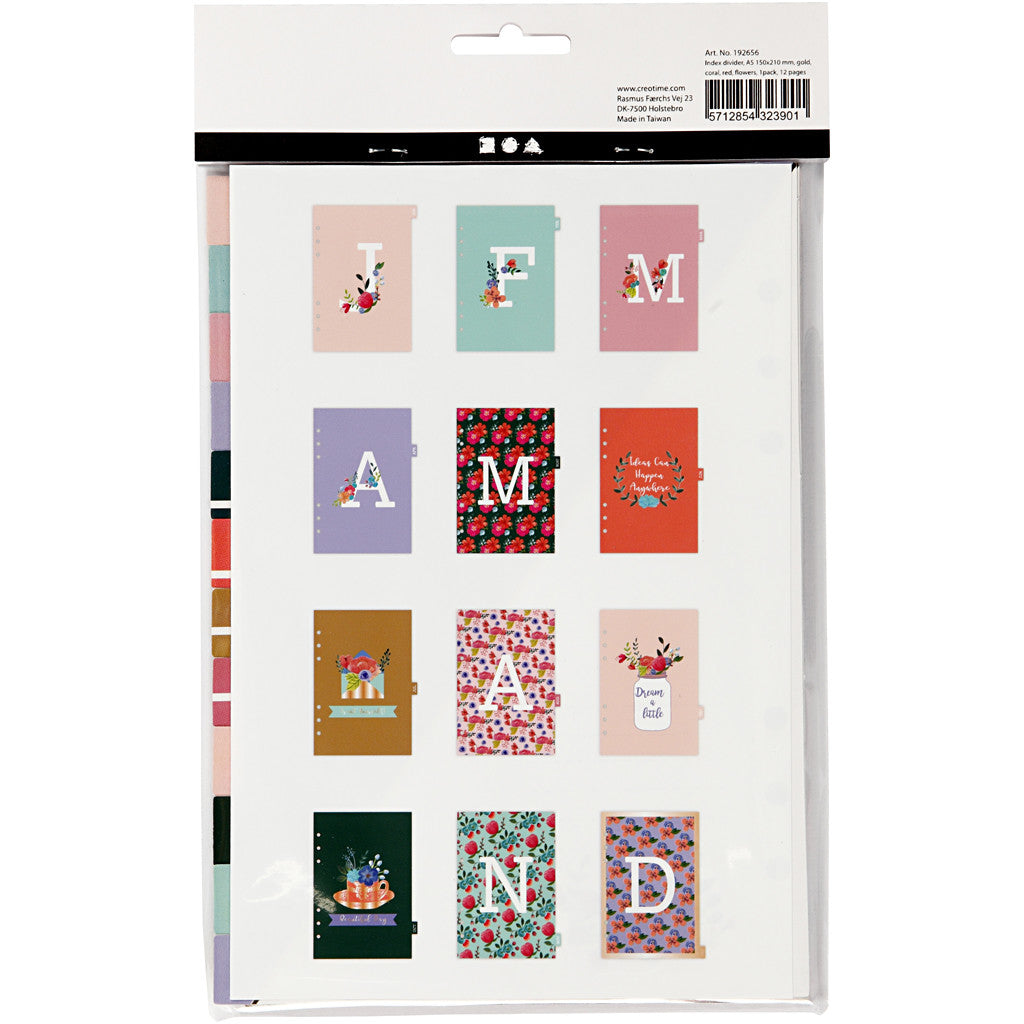 Intercalaires de répertoire, A5, Nombre de pages 12, or, rouge, corail, 1 pièce [HOB-192656]