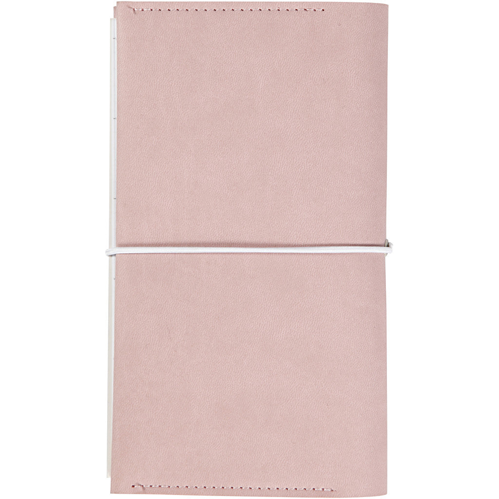 Agenda, misura 10x18x1,5 cm, chiusura con elastico, rosato, 1 pz [HOB-192663]