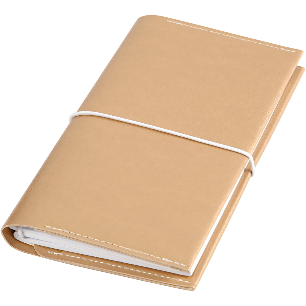 Kalender/Planer, Größe 10x18x1,5 cm, mit elastischem Verschluss, Gold, 1 Stk [HOB-192669]