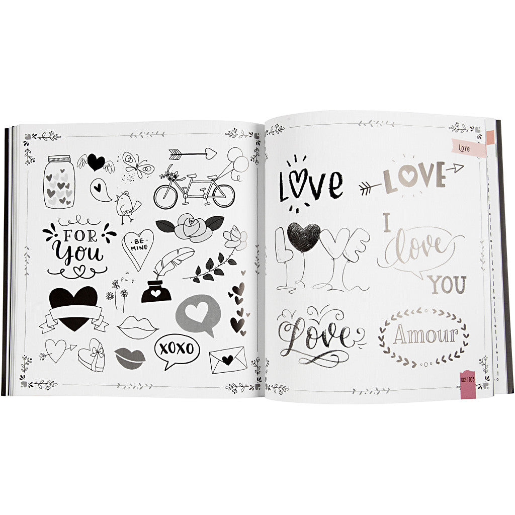 Inspirationsheft "Hand Lettering", Größe 22x23 cm, Dicke 2 cm, Anzahl der Seiten 143, 1 Stk, Dänischer Text [HOB-19290]