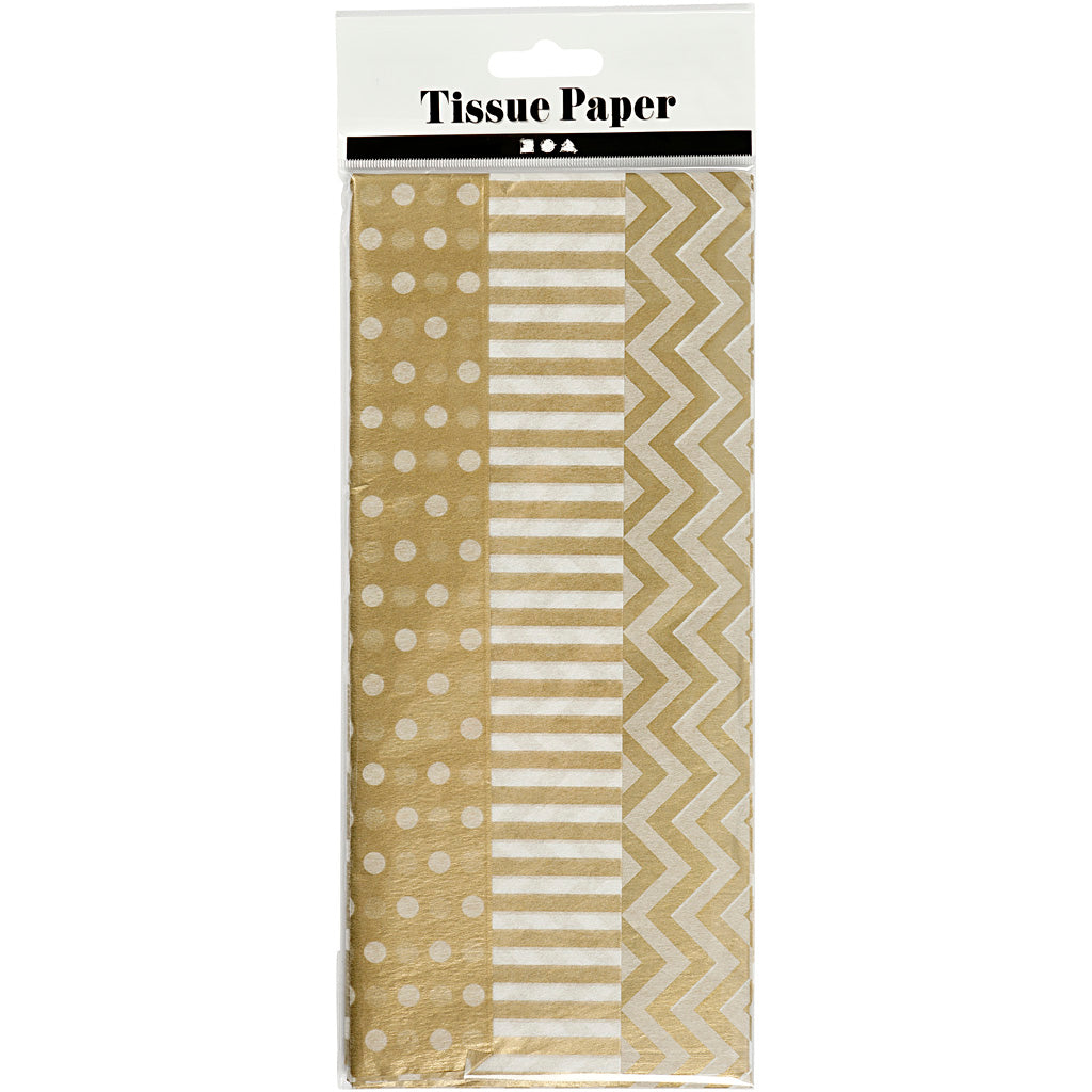 Papier de soie, feuille 50x70 cm, 17 gr, or, 6 flles/ 1 Pq. [HOB-200894]