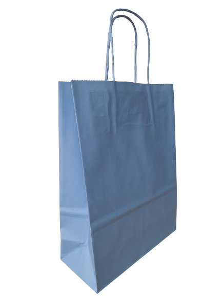 Shopper di carta blu pastello 18+8x22cm Kraft 90 grammi (50 pezzi) [PAM1822PBL]