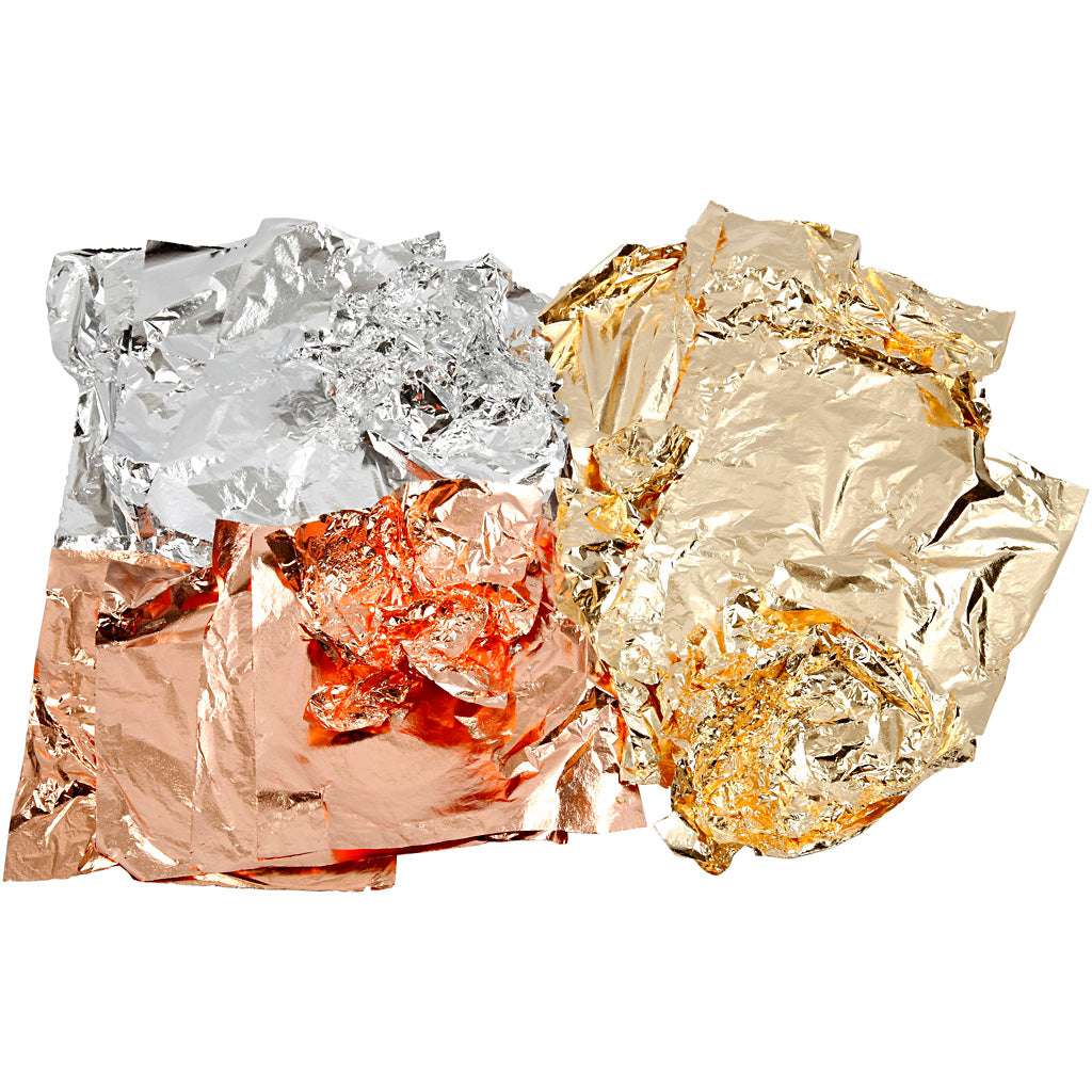 Imitation Metal Leaf, sheet 16x16 cm, copper, gold, silver, 3x50 sheet