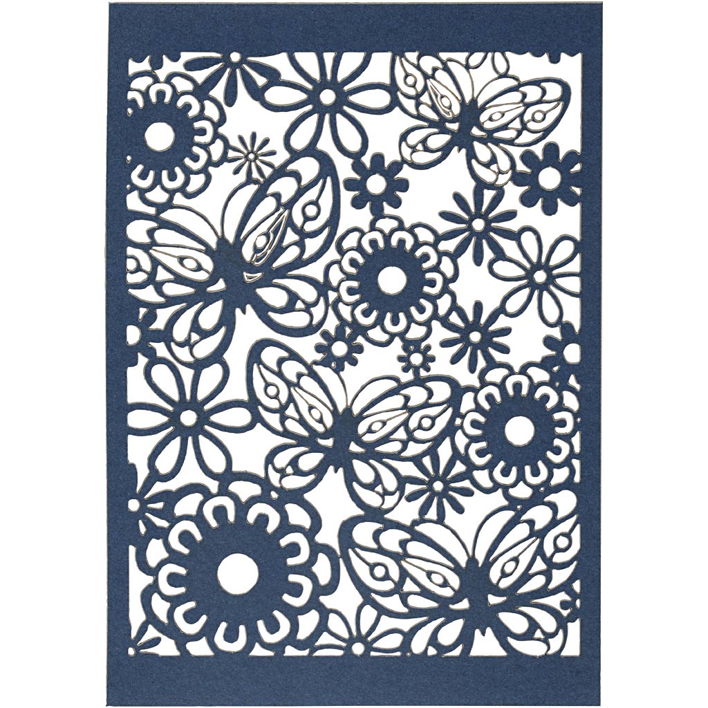 Lace Patterned cardboard, sheet 10,5x15 cm, 200 g, blue, 10 pc