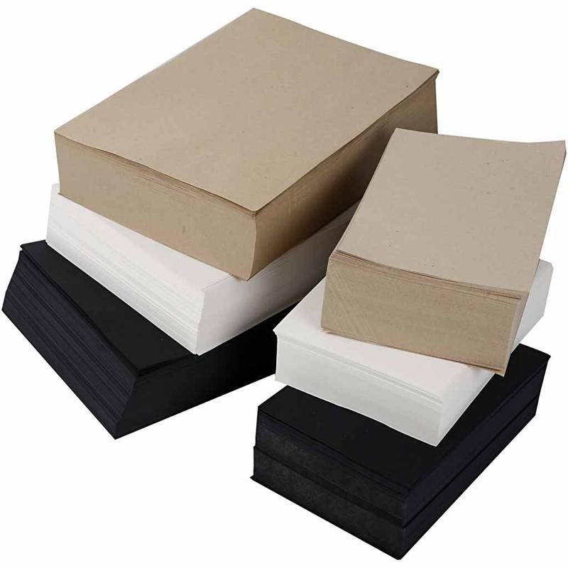 Kraft Paper, A3,A4, 100+135 g, black, grey, noble, white, 6000 ass sheets
