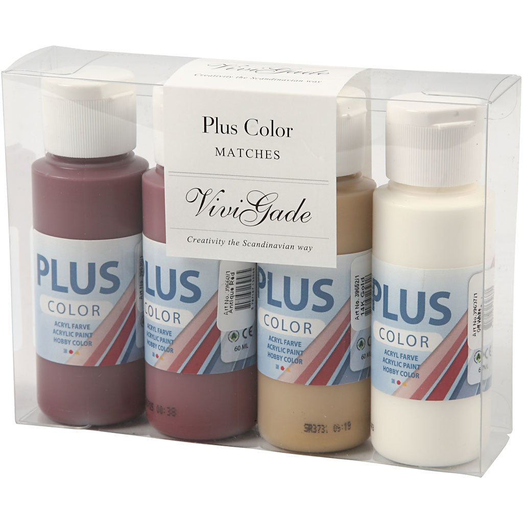 Plus Color Craft Paint, asstd colours, 4x60ml [HOB-22230]