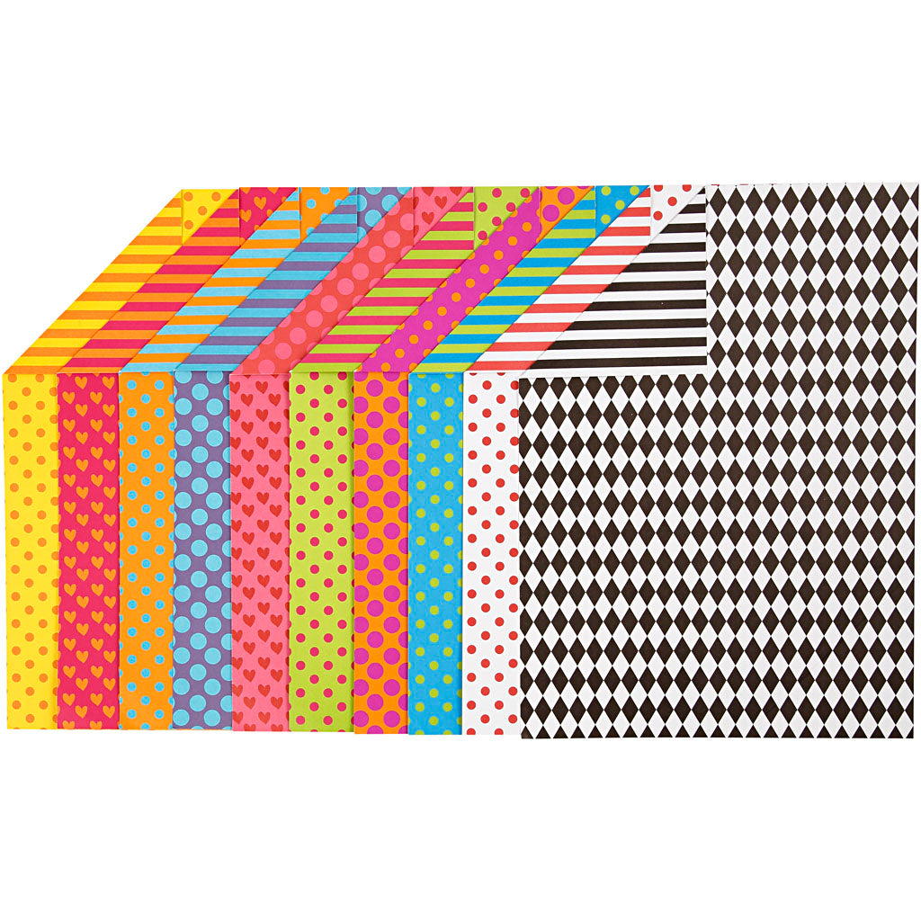 Patterned Card, A4, sheet 210x297 mm, 250 g, assorted colours, 20 ass sheets