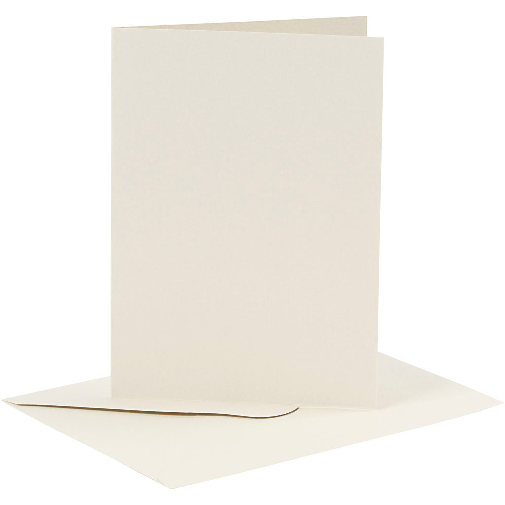 Cards and envelopes, card size 10,5x15 cm, envelope size 11,5x16,5 cm, 110+230 g, off-white, 6 set