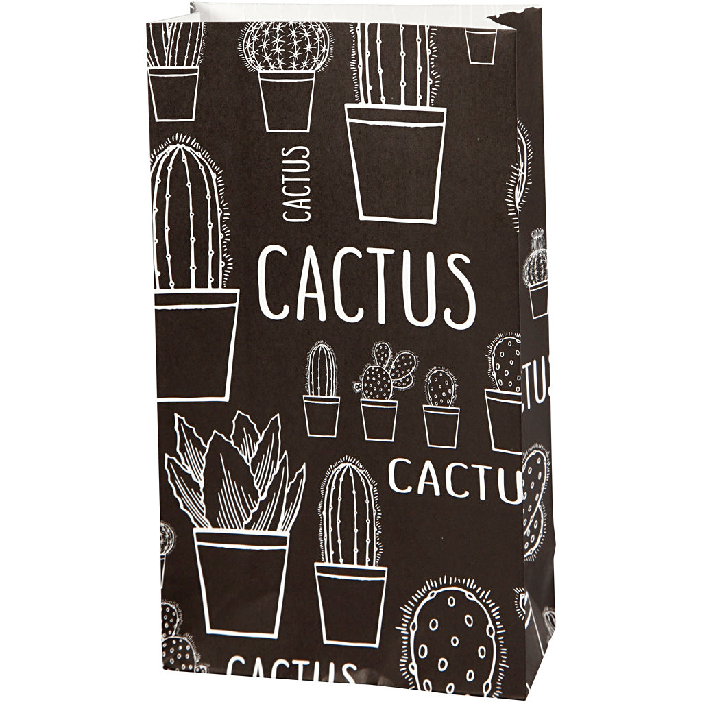 Paper Bag, cactus, H: 21 cm, size 6x12 cm, 80 g, 8 pc