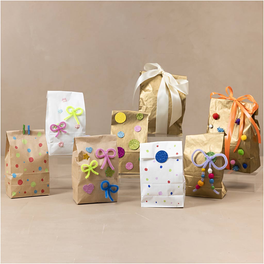 Papiertüten, H 27 cm, Größe 9x15 cm, 46 g, Weiß, 100 Stk/ 1 Pck [HOB-23394]