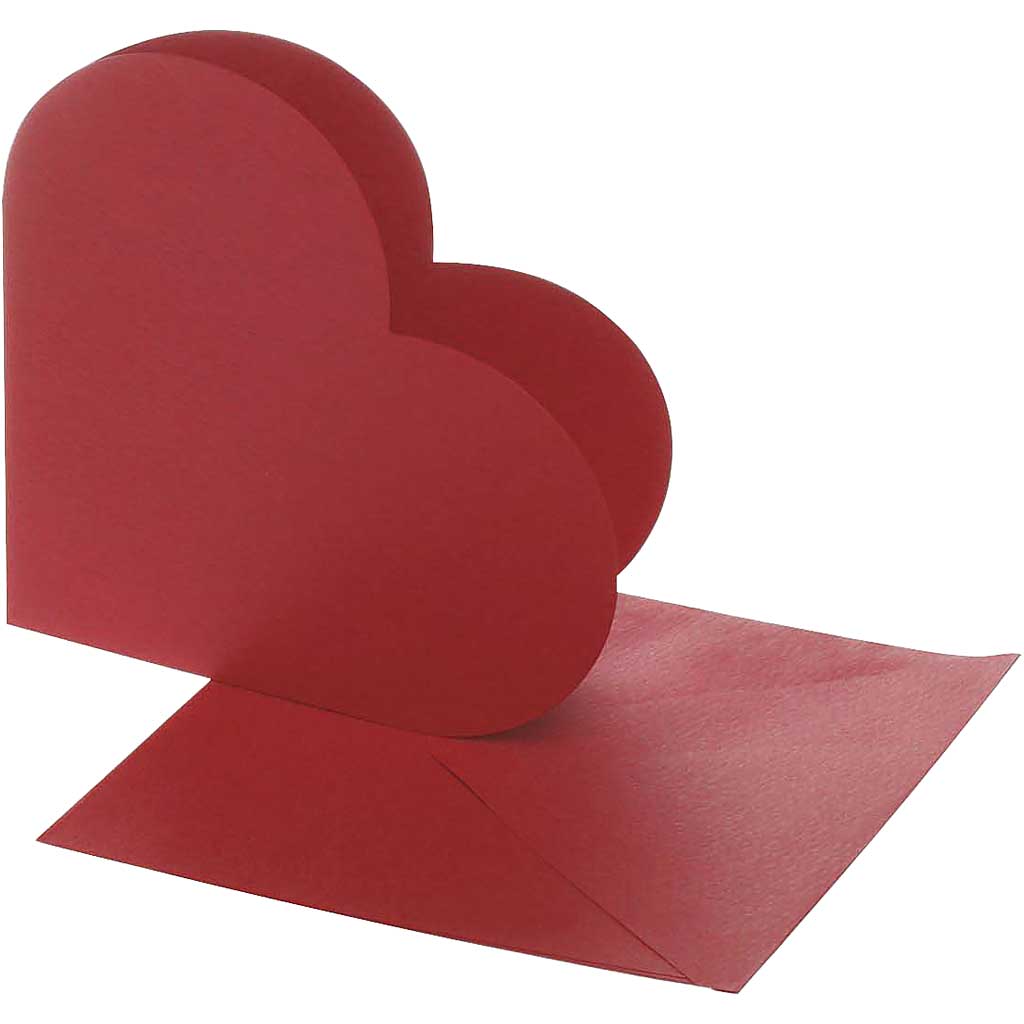 Heart-Shaped Cards , card size 12,5x12,5 cm, envelope size 13,5x13,5 cm, red, 10 set